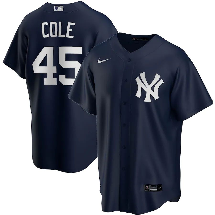 Mens New York Yankees #45 Gerrit Cole Nike Navy Alternate Replica Player Name MLB Jerseys->new york yankees->MLB Jersey